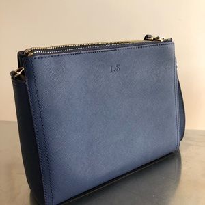 Lo & Sons The Pearl Bag in Navy Saffiano Leather